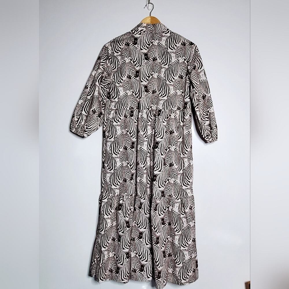Anthropologie Maeve Bettina Tiered Shirt Dress in a zebra print XS